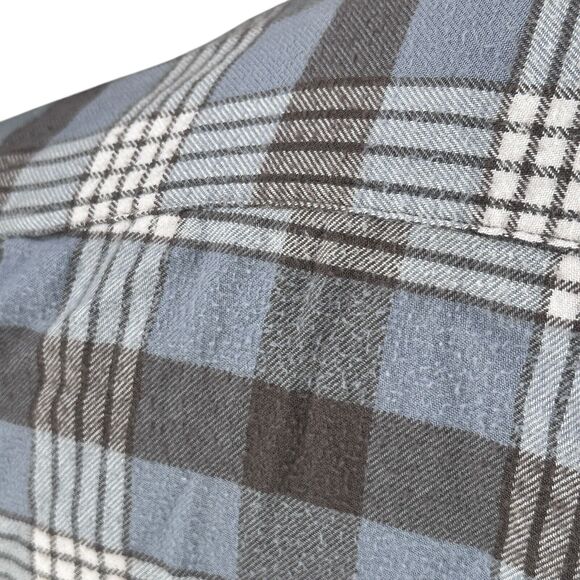 J.Crew Flannel Shirt Mens Medium Gray Blue Plaid Long Sleeve Button Up Cotton - Picture 10 of 10
